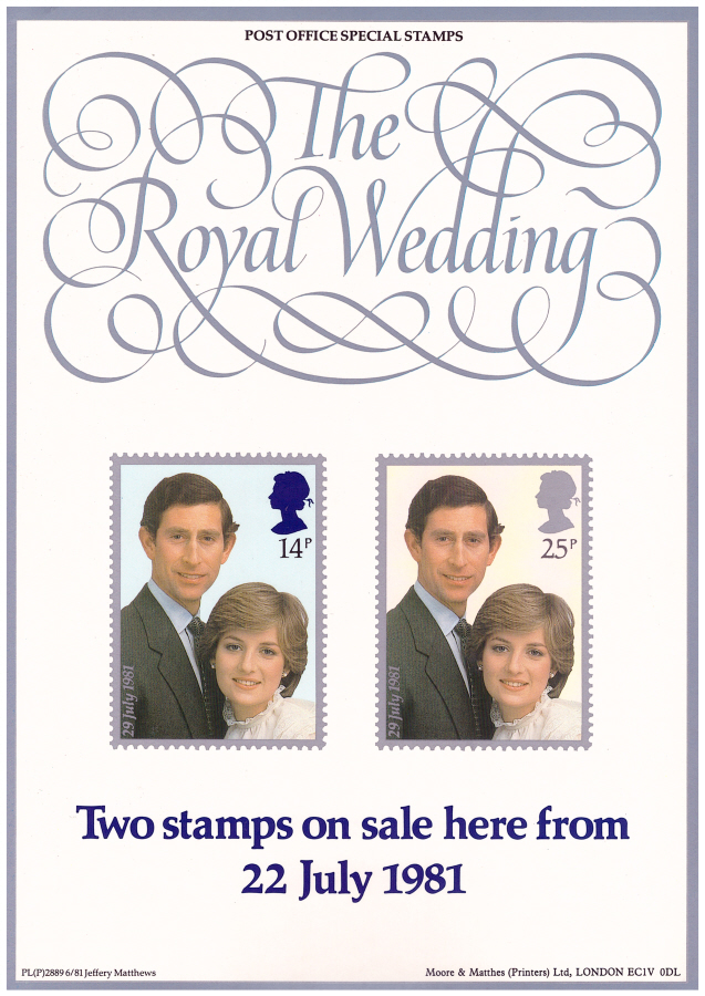 (image for) 1981 Royal Wedding Post Office A4 poster. PL(P) 2889 6/81.
